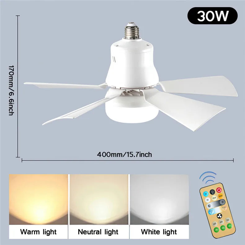 30W E27 Deckenventilator Licht mit Fernbedienung - LED Dimmfunktion, intelligenter leiser Ventilator für Schlafzimmer & Wohnzimmer | Brehn