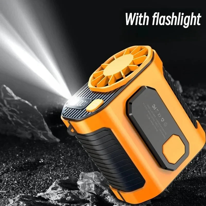 20000mAh Tragbarer Taillenventilator - Starker Wind Hängender Nackenventilator mit Powerbank und LED-Beleuchtung für Outdoor-Sport und Arbeit | Brehn