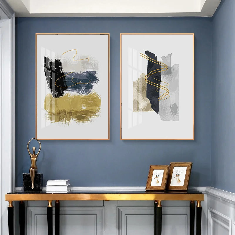 Neutrale Farbe Blau Beige Schwarz Nordisch Abstrakte Wandkunst Feine Kunst Leinwand Drucke Poster Bilder Für Wohnzimmer Schlafzimmer Kunst Dekor | Brehn