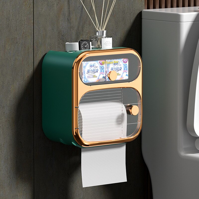 Brehn | MultiBox wandmontierte Toilettenpapier Handtuch Aufbewahrungsbox