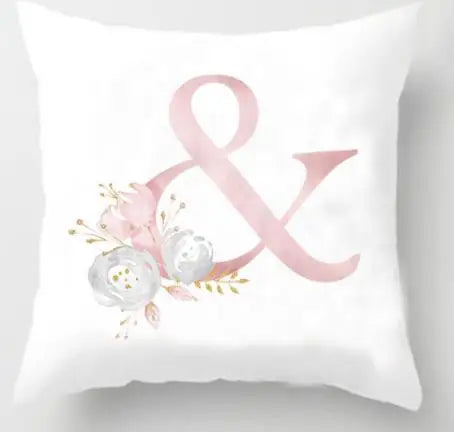 Rosa Goldene Florale Buchstaben Kissenbezug 45x45cm Kissenbezug Für Wohnzimmer Sofa Wurfkissen Polyester Baumwolle Quadratische Kissenbezüge | Brehn