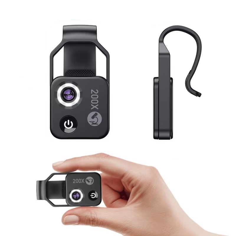 Professionelles 200-fach Zoom-Mikroskopobjektiv für Smartphones mit Clip