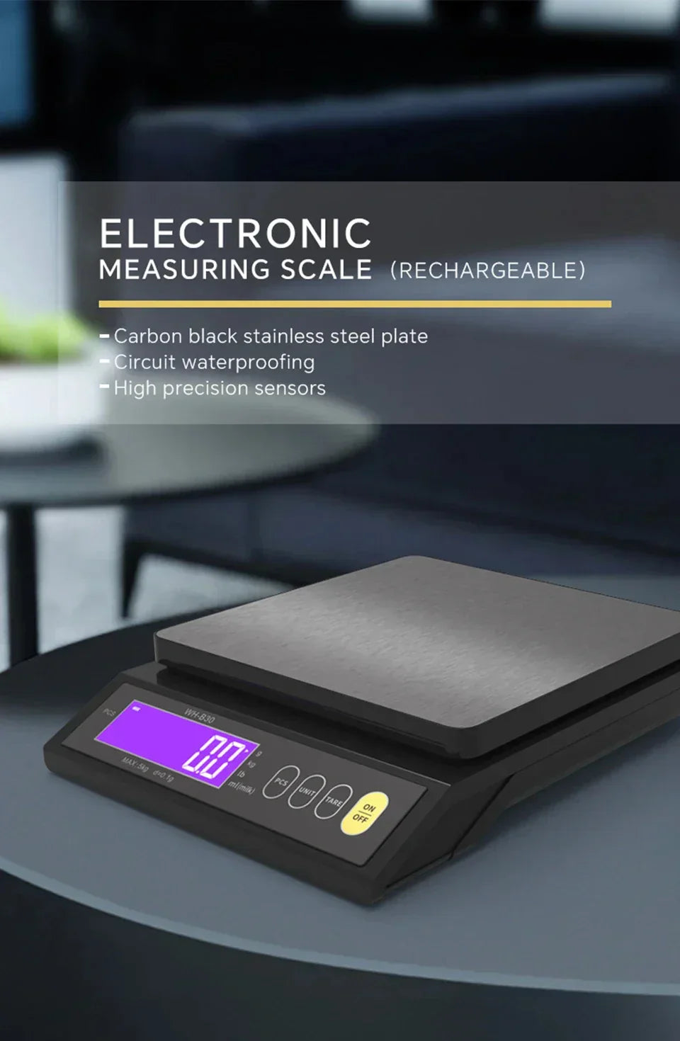 Brehn | 5 kg/0,1 g und 10 kg/1 g digitale elektronische Küchenwaage, LCD-Display, voll wasserdichtes Edelstahl-Waagetool zum Backen