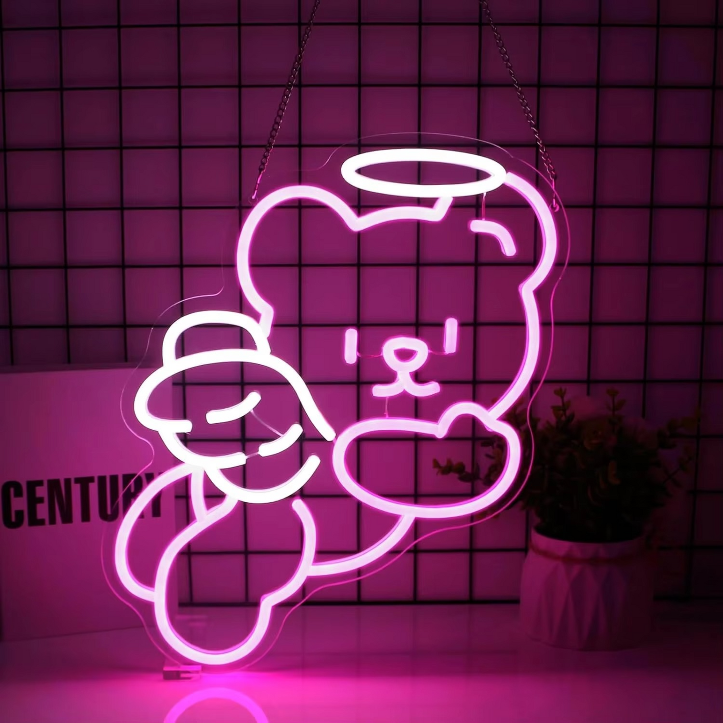 Charmante Bären-Neonleuchte mit Dimmer – USB-betriebene Wanddekoration