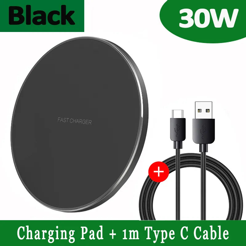 Brehn | 30W Schnelles kabelloses Ladepad | Premium USB C Ladekabel MagSafe Ladegerät für Apple iPhone, Samsung & Android - Fast Wireless Charging Pad