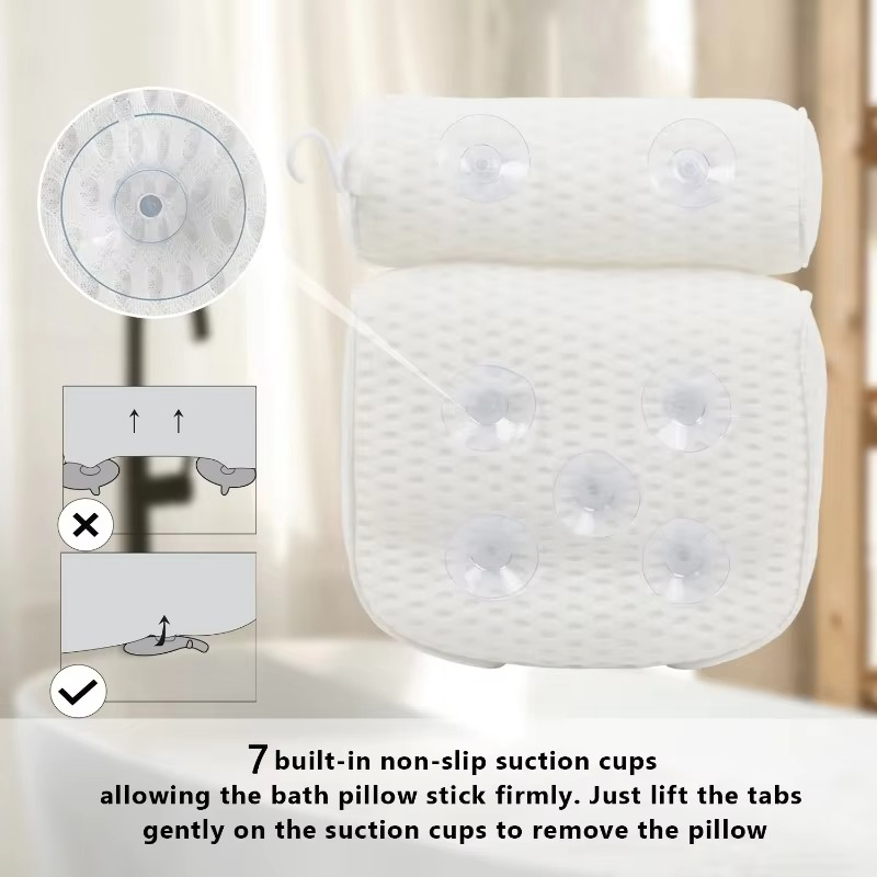 Luxuriöses Badewannen-Spa-Kissen mit Air-Mesh-Technologie zur Unterstützung von Nacken, Kopf und Rücken