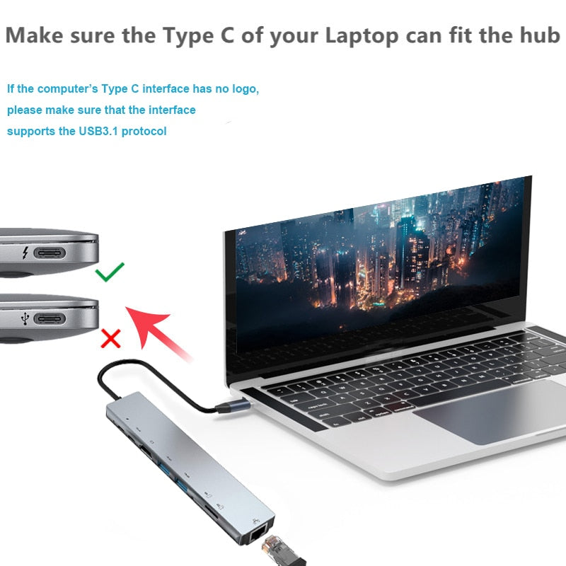 Brehn | Thunderbolt 3 USB-C Hub mit HDMI, PD, SD/TF für MacBook Air M1 und iPad Pro