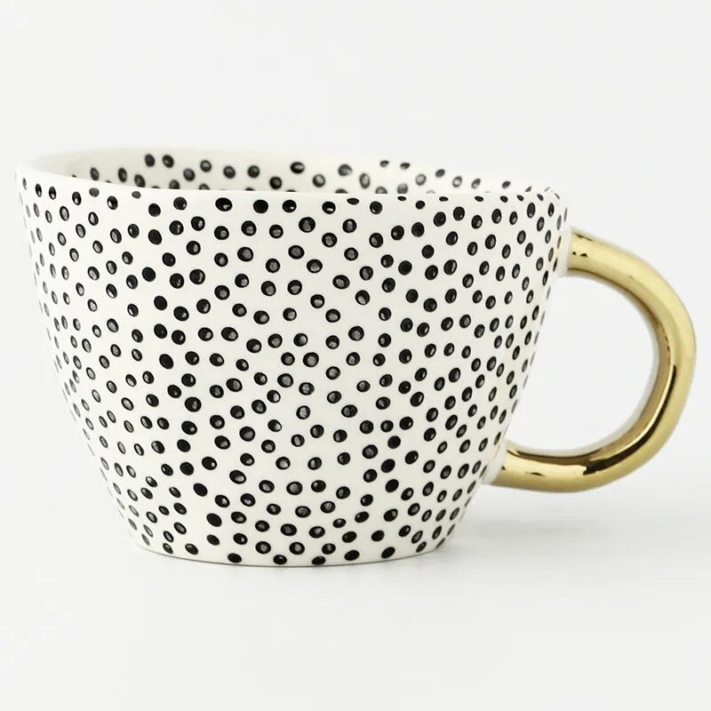 Premium Geometrische Keramiktasse mit Goldgriff – Erheben Sie Ihr tägliches Getränk