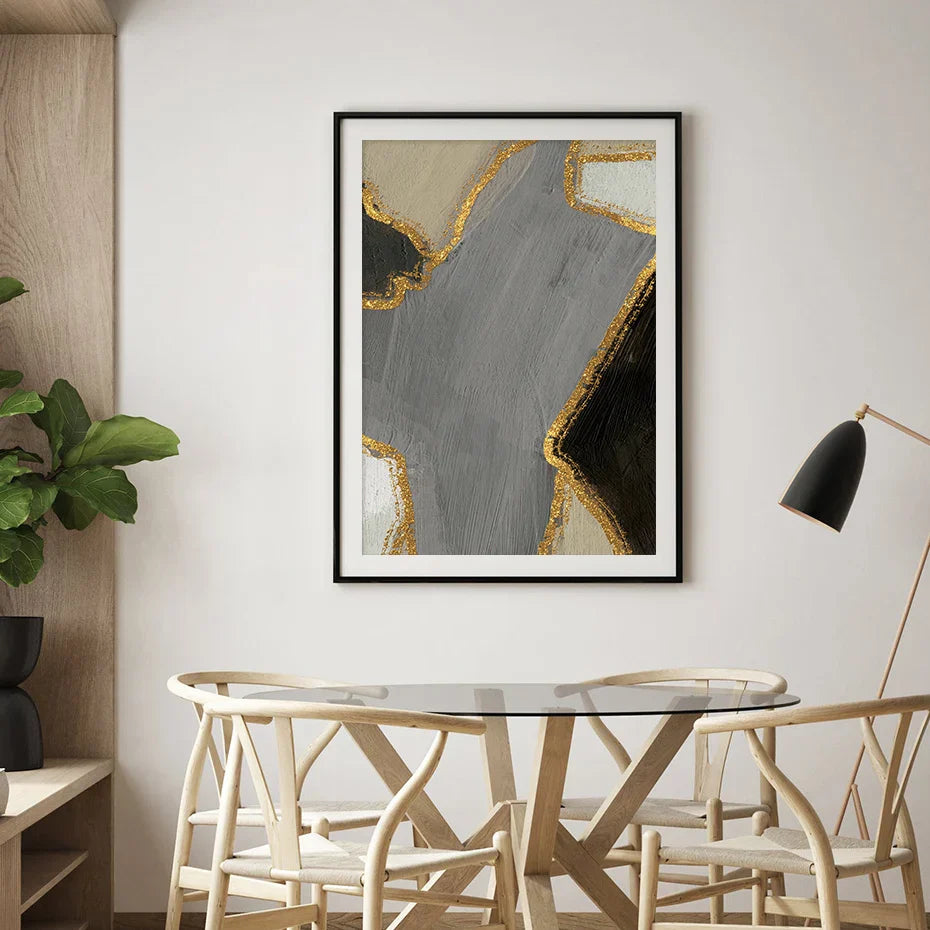 Abstrakte Blockfarbe Wandkunst Schwarz Grau Beige Golden Fine Art Leinwanddrucke Bilder Für Modernes Apartment Wohnzimmer Zeitgenössische Wohnkultur | Brehn