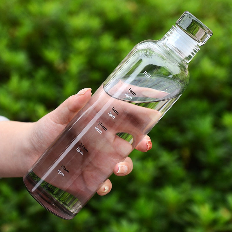 Brehn | Zeit Skala hitzebeständiger Glas Wasserflasche