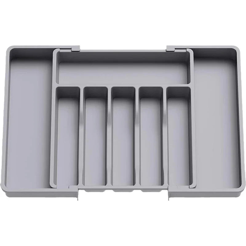 Brehn | Modulora Besteckschubladeneinsatz | Ausziehbarer Besteck-Organizer | Verstellbares Ordnungssystem aus PP | 38×35 cm