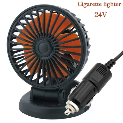 Brehn | Ventoro Auto-Ventilator 12V/24V/5V | USB oder Zigarettenanzünder | Drehbar & Kompakt | Für PKW, LKW, SUV, Wohnmobil & Büro