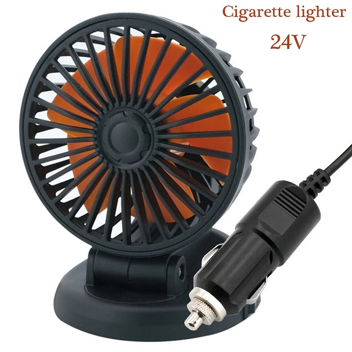 Brehn | Ventoro Auto-Ventilator 12V/24V/5V | USB oder Zigarettenanzünder | Drehbar & Kompakt | Für PKW, LKW, SUV, Wohnmobil & Büro