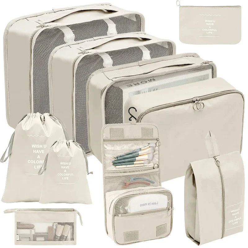 Brehn | PackWunder Reise-Organizer Set 7/8/9/10-teilig | Faltbare Koffer-Organizer | Für Kleidung, Schuhe & Accessoires
