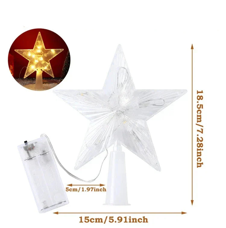 Leuchtender Weihnachtsstern – LED Beleuchtete Baumspitze für Weihnachtsbaum, Funkelnder Christbaumschmuck für festliche Beleuchtung und elegante Deko | Brehn