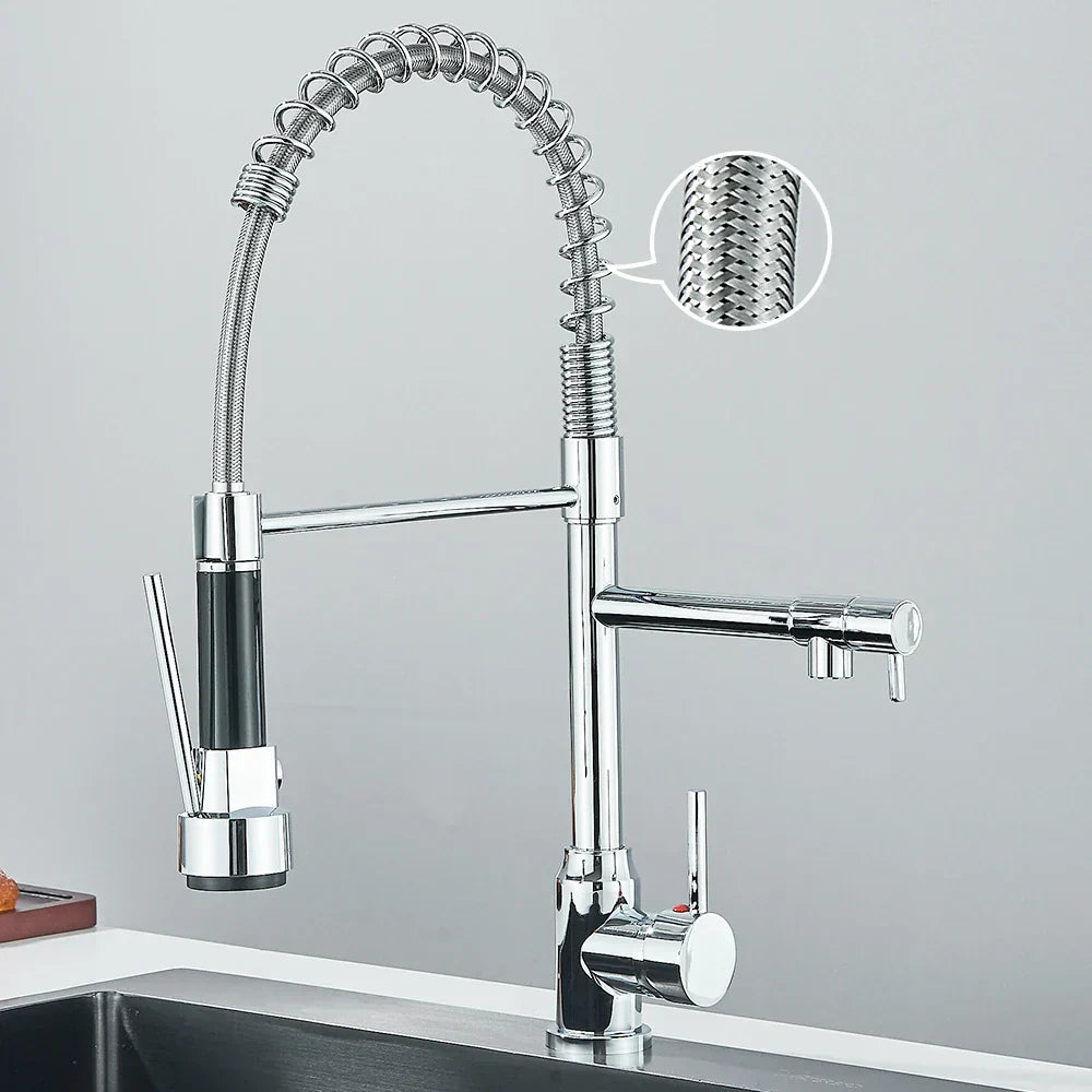 Wasserhahn mit Doppeltem Auslauf – Hochwertiger Wasserhahn für Flexibles Spülen, Schwenkbar, Ideal für Moderne Küchen, Leicht zu Reinigen und Einfache Montage | Brehn