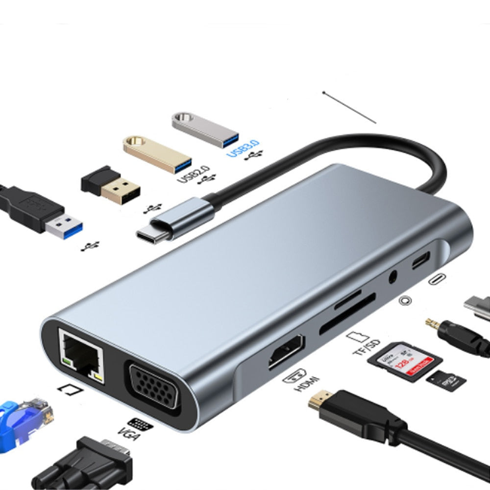 Brehn | Thunderbolt 3 USB-C Hub mit HDMI, PD, SD/TF für MacBook Air M1 und iPad Pro