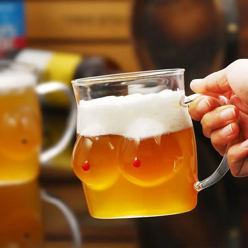 Brehn | Doppelwandige Chesty Form Glas Lustige Tasse