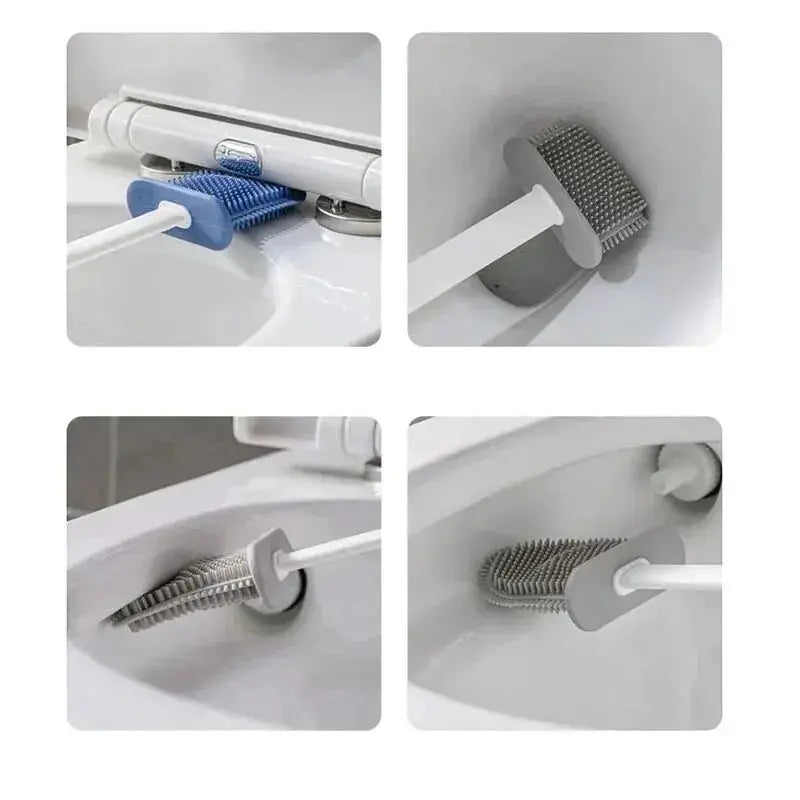 Brehn | Toilettenbürste HygieBrush DuoClean | 2-in-1 Silikon-WC-Bürstenset mit Wandhalterung | Antibakteriell & platzsparend