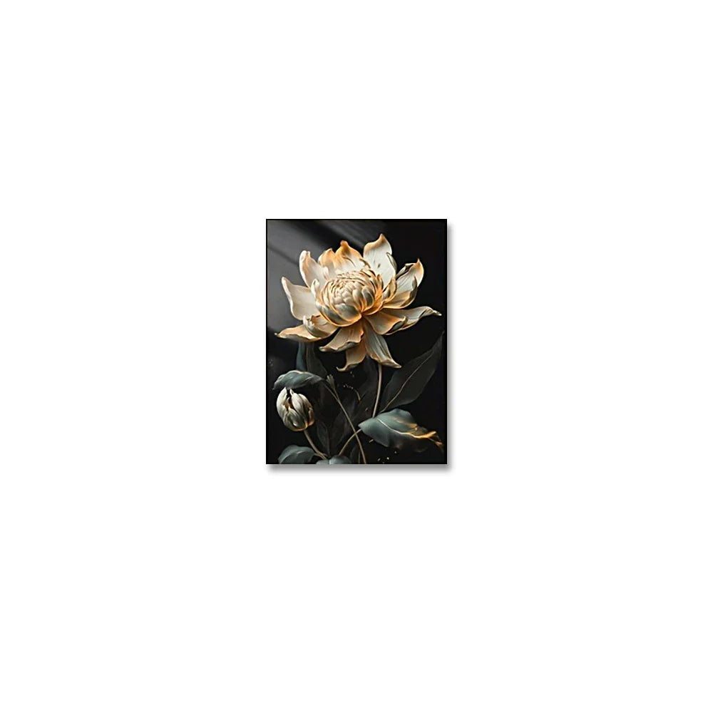 Schwarze Goldene Florale Wandkunst Feine Kunst Leinwanddrucke Moderne Botanische Bilder Für Wohnzimmer Schlafzimmer Leichte Luxus Wohnkultur