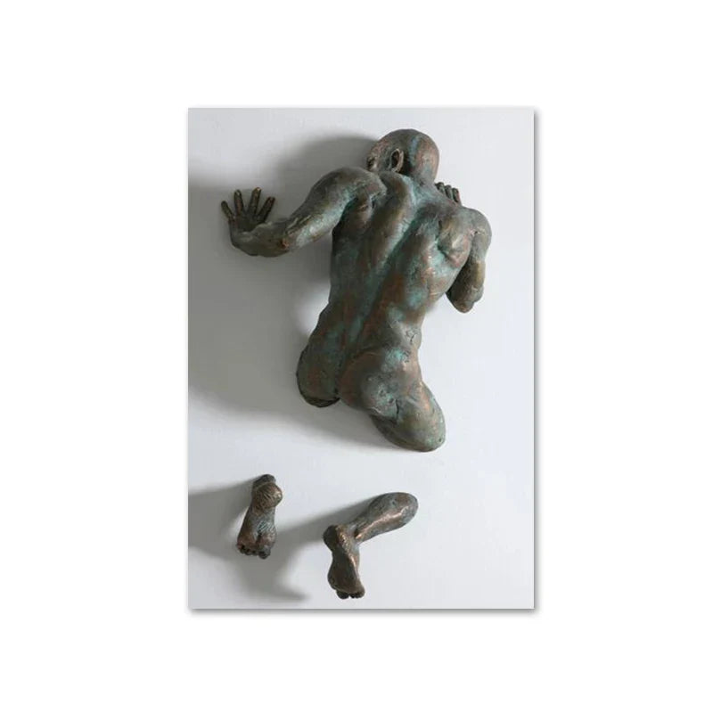 Moderne urbane abstrakte Eisenstatue Wandkunst Fine Art Leinwanddrucke 3D-Visualisierung Figurenkunst Bilder für minimalistische Wohnungswanddekoration | Brehn