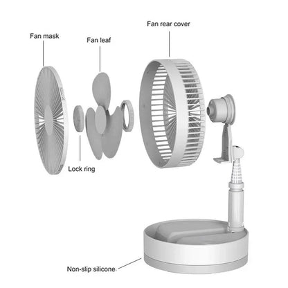7200mAh USB wiederaufladbarer tragbarer faltbarer Ventilator Boden leiser Ventilator für Outdoor-Heim drahtloser Ventilator 4 Geschwindigkeiten Camping tragbarer Ventilator | Brehn