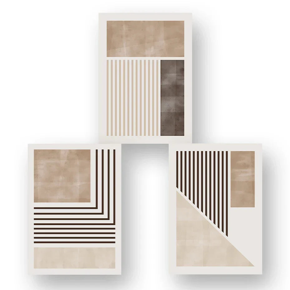 Braun Beige Farbblock Geometrische Wandkunst Fine Art Leinwanddrucke Abstrakte Minimalistische Bilder Für Modernes Wohnzimmer Schlafzimmer Kunst Dekor | Brehn