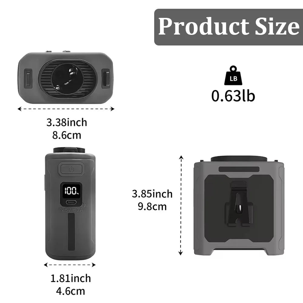 10000mAh Taillenklem Ventilator mit Power Bank – Tragbarer Freisprech-Akku Ventilator | 5-Geschwindigkeits-Kühlung, Batteriestatusanzeige, USB-Ladung, Tragbarer Ventilator für den Außenbereich | Brehn
