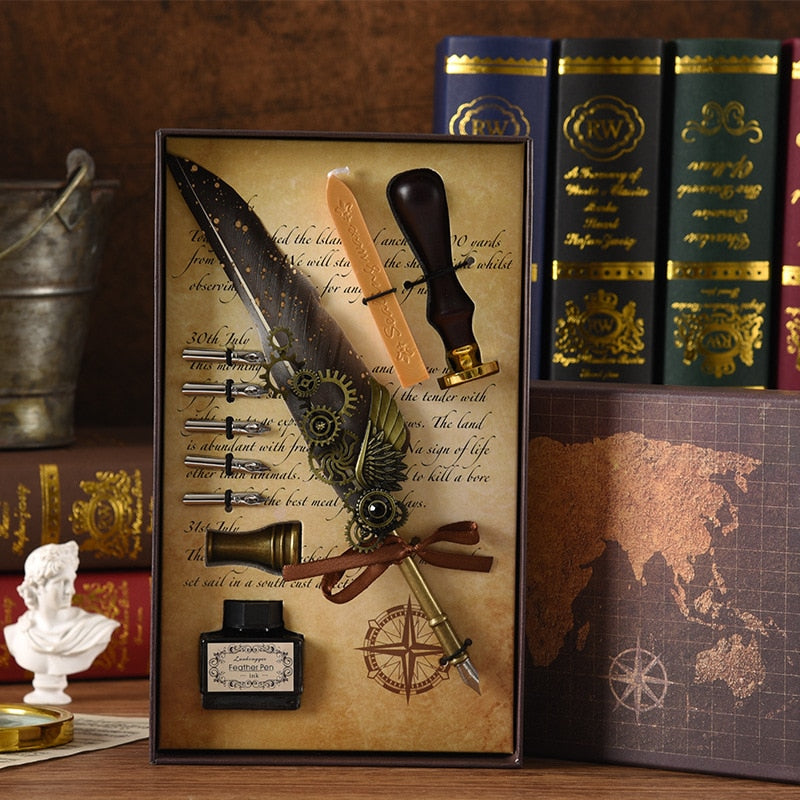 VIvolux | Phoenix Feather Mechanik Kalligraphie Stift Set