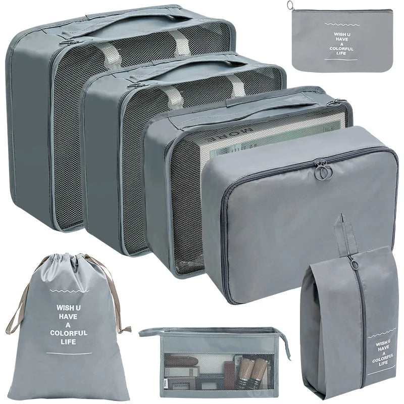 Brehn | PackWunder Reise-Organizer Set 7/8/9/10-teilig | Faltbare Koffer-Organizer | Für Kleidung, Schuhe & Accessoires