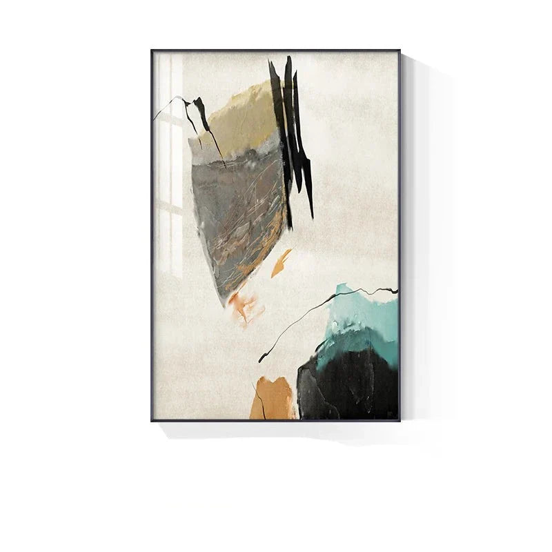 Farbenfrohe Minimalistische Abstrakte Wandkunst Feine Kunst Leinwanddrucke Orange Gelb Schwarz Beige Bilder Für Wohnzimmer Esszimmer Nordische Heimdekoration | Brehn