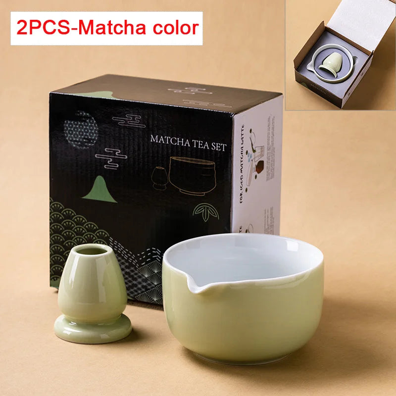 Variant image for Traditionelle Japanische Matcha-Schüssel mit Ausguss und Whiskhalter – Keramik Teezeremonie Set in Elegantem Farbverlauf-14