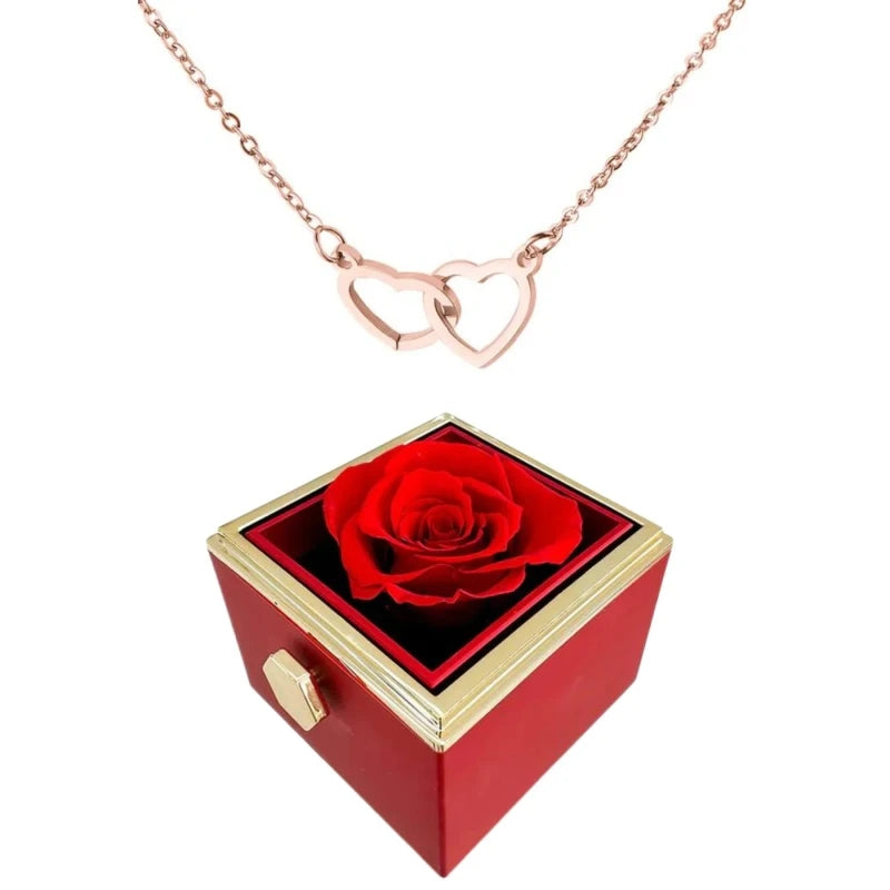Brehn | Herz Necklace mit drehbarer Rosen Geschenkbox