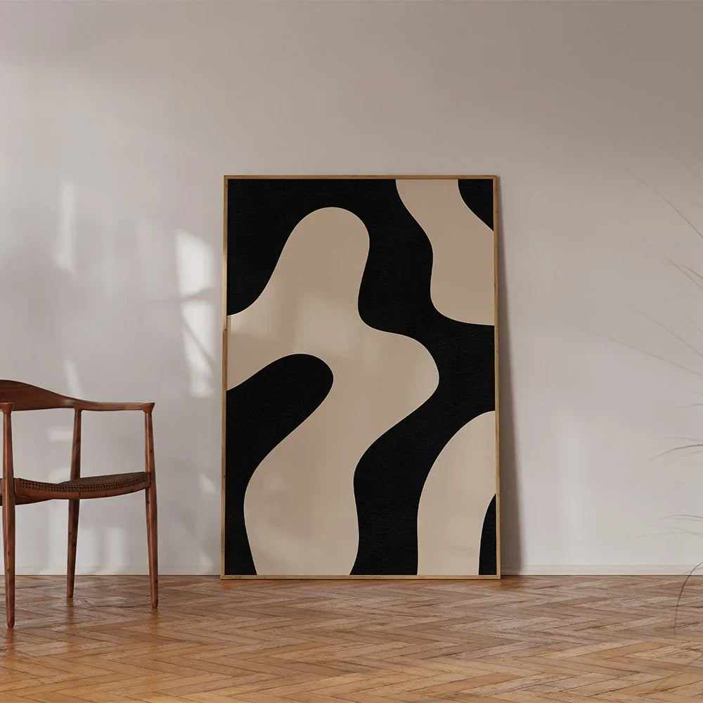 Moderne abstrakte formschöne schwarze minimalistische Wandkunst Fine Art Leinwanddrucke Bilder für moderne Wohnung Wohnzimmer Esszimmer Kunst Dekor | Brehn