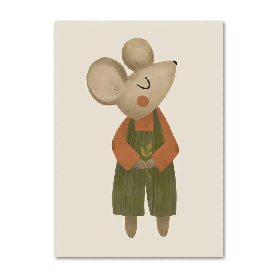 Niedliche Baby Tiere Kinderzimmer Wandkunst Illustrationen Fine Art Leinwanddrucke Gänse Maus Löwe Eisbär Poster Bilder für das Kinderzimmer Wanddekoration | Brehn