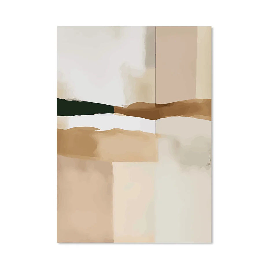 Neutrale Farbblock Beige Schwarz Wandkunst Fine Art Leinwanddrucke Moderne abstrakte Bilder für Wohn- und Schlafzimmer Kunstdekoration | Brehn