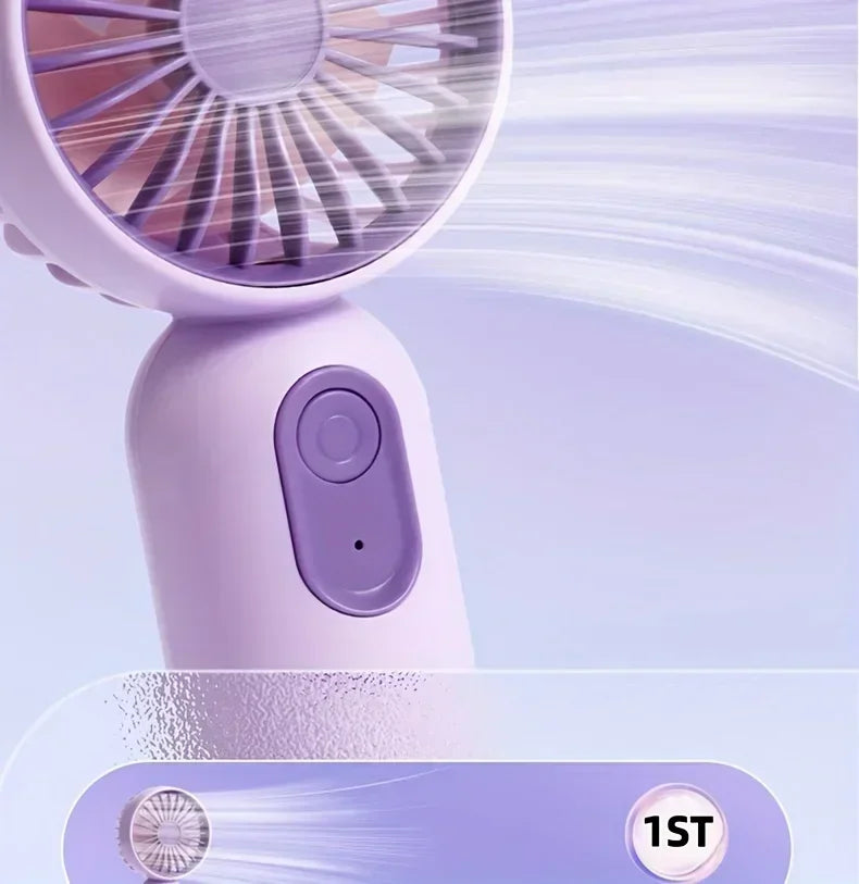 Mini Handheld USB Ventilator – 3-Geschwindigkeitsstarker Wind Tragbarer Tischventilator, Wiederaufladbar für Studenten, Büro, Outdoor, Reisen und Camping | Brehn