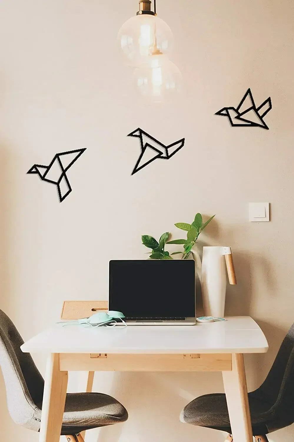 Set aus 3 Stück Eisen Geometrische Vögel 3D Wanddekoration für Nordic Wohnzimmer Esszimmer Schlafzimmer Wanddekoration | Brehn