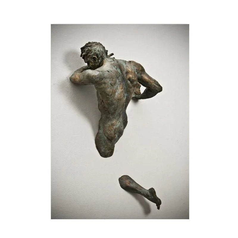 Moderne urbane abstrakte Eisenstatue Wandkunst Fine Art Leinwanddrucke 3D-Visualisierung Figurenkunst Bilder für minimalistische Wohnungswanddekoration | Brehn