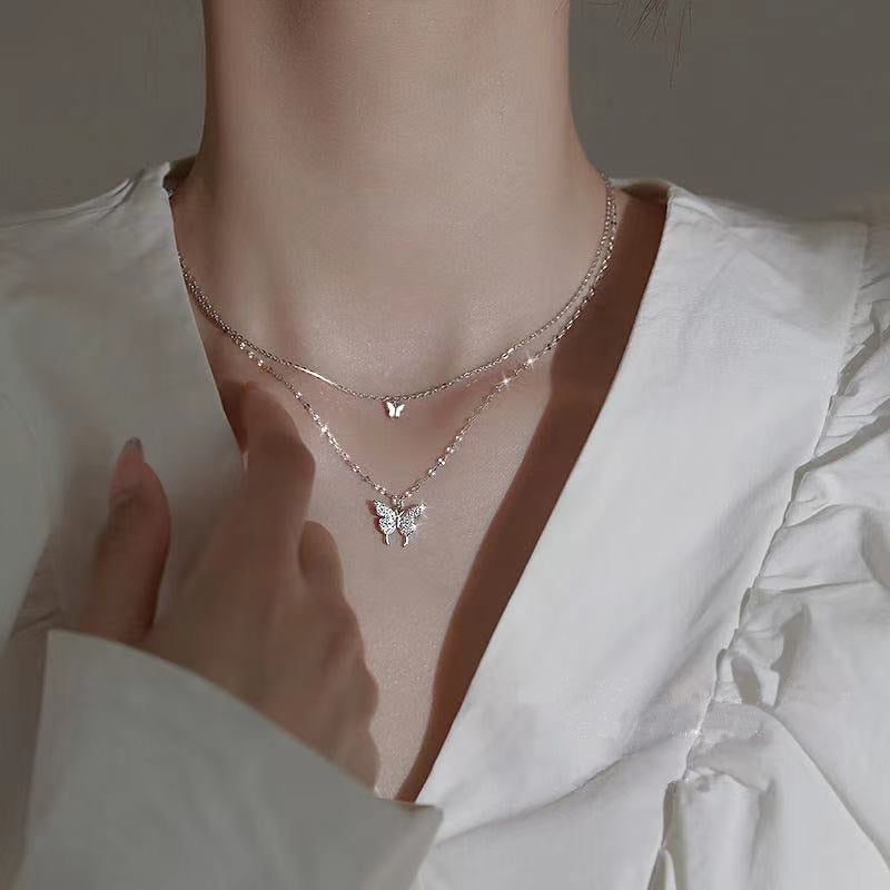 Brehn | Dreamy Wings Silber Doppellagige Halskette