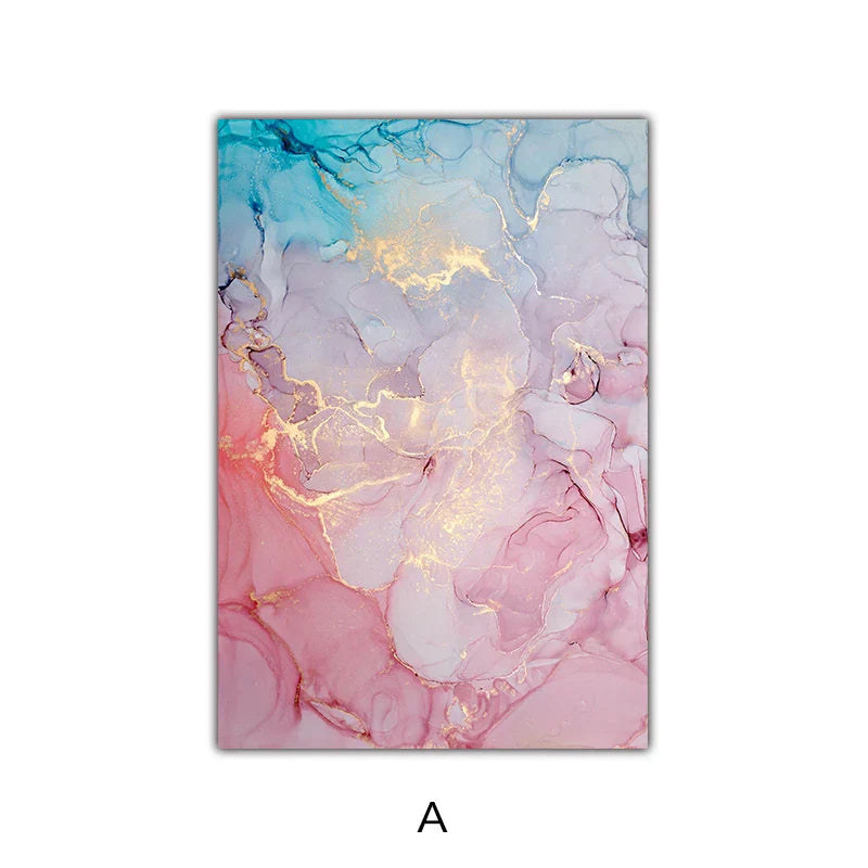 Bunte Schattierungen von Pink Blau Jade Flüssig Marmor Druck Wandkunst Feine Kunstleinwand Drucke Bilder für Wohnzimmer Schlafzimmer Hotel Salon Kunst Dekor | Brehn