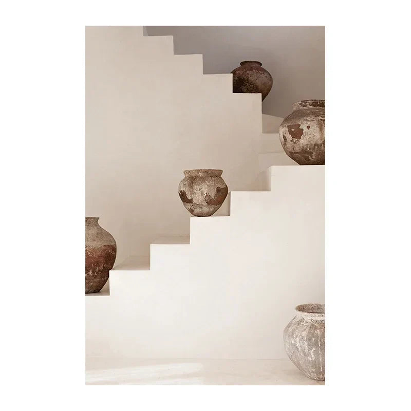 Neutrale Farben Terrakotta Stillleben Vase Wandkunst Fine Art Leinwanddrucke Poster Architekturfotos für modernes Wohnzimmer Schlafzimmer Wohnkultur | Brehn