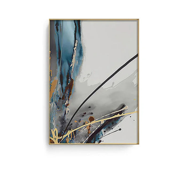 Moderne abstrakte florale Wandkunst Fine Art Leinwanddrucke blaue graue botanische Bilder für Wohnzimmer Schlafzimmer Wandkunst Dekor