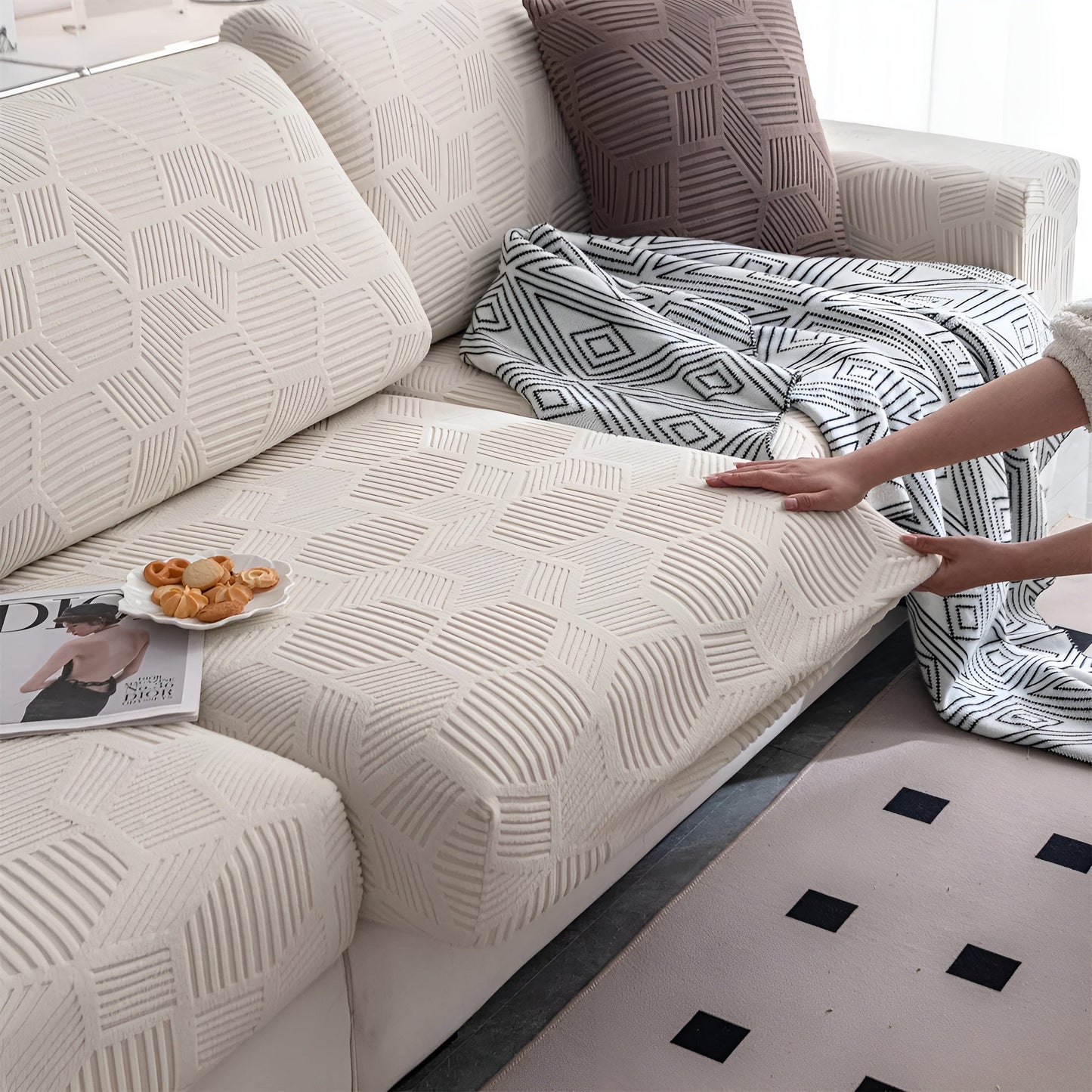 Jacquard-Sofa-Hosen mit geometrischer Patrouille - Zacht und Tierwelt | Ideal zum Schutz und für gemütliche Wohnräume