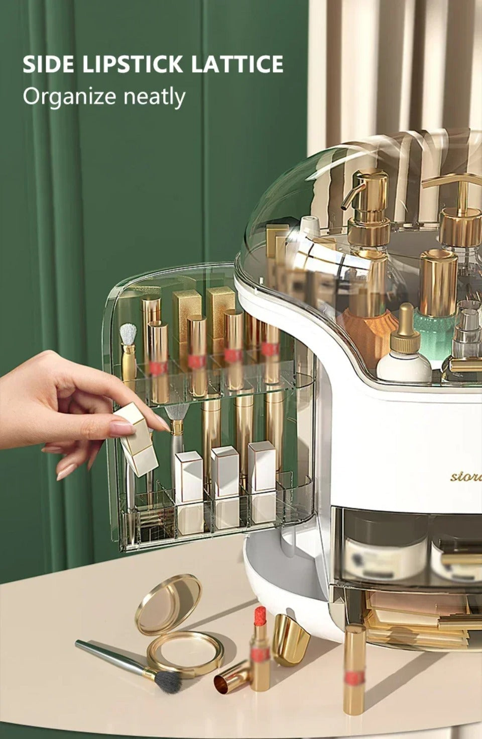 Luxus transparenter Make-up Organizer mit rotierenden Türen und SchuBrehnaden | Brehn