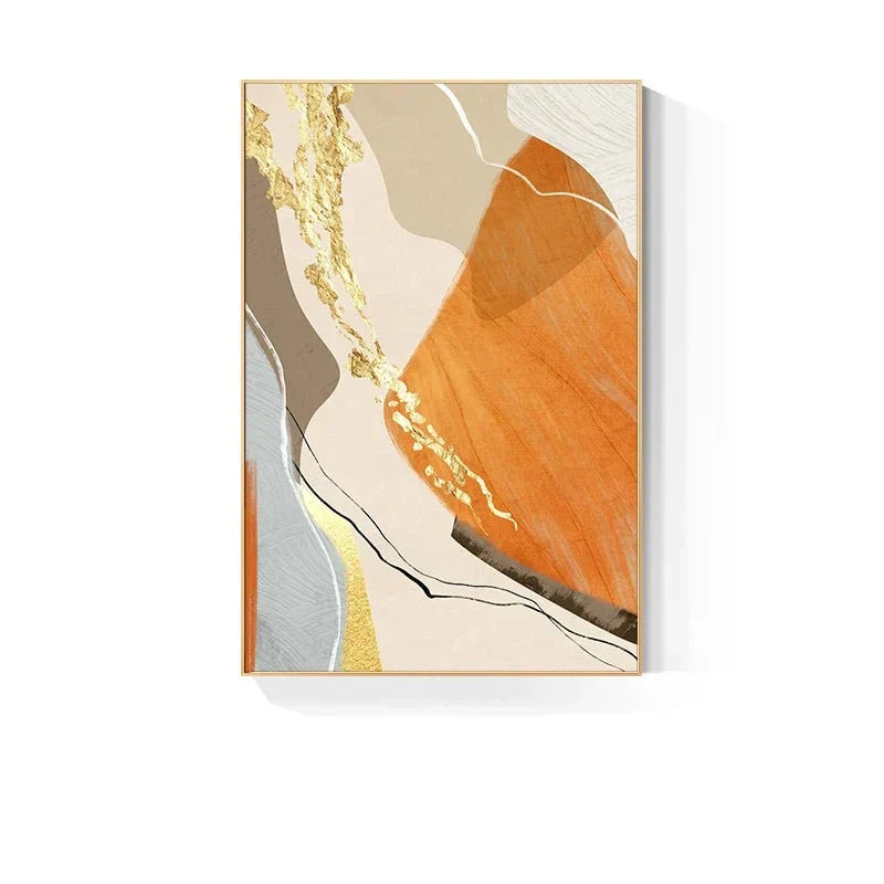 Erdige Farben Nordisch Abstrakte Geometrische Wandkunst Fein Kunst Leinwand Drucke Grün Braun Beige Orange Bilder Für Wohnzimmer Esszimmer Dekor | Brehn