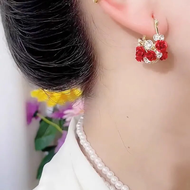 VIvolux | Rose Romance Stylische Zirkon Ohrringe