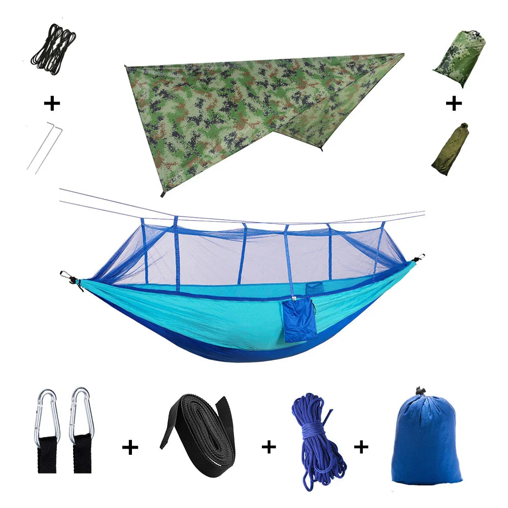 Brehn | Trekviva Camping-Hängematte | Integriertes Moskitonetz & Regendach | Ultraleicht & Reißfest | 3-in-1 Outdoor Lösung