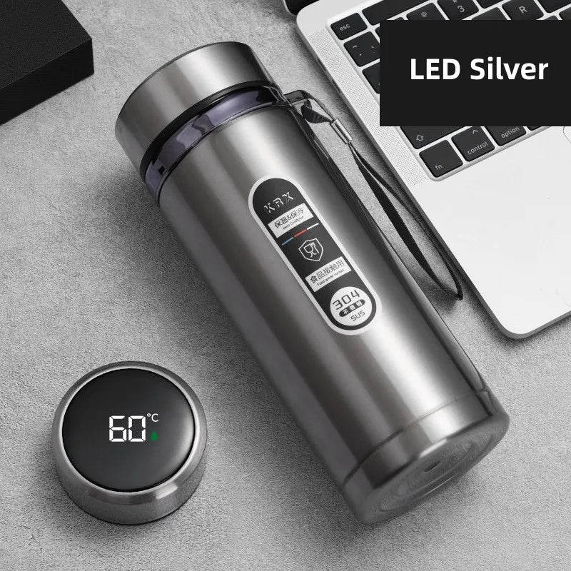 800ml-1L Edelstahl Thermoskanne – Tragbarer Vakuumflasche mit LED-Temperaturanzeige