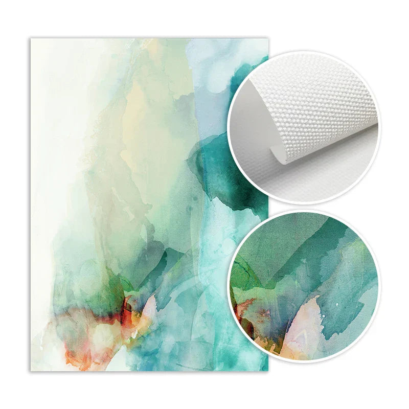 Ethereal Whispers Teal Emerald Aquamarin Abstrakte Wandkunst Fine Art Leinwanddrucke Nordische Bilder Für Moderne Wohnung Wohnzimmer Dekor | Brehn